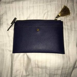J.Crew Medium Pouch in Italian Leather [Navy] NWT